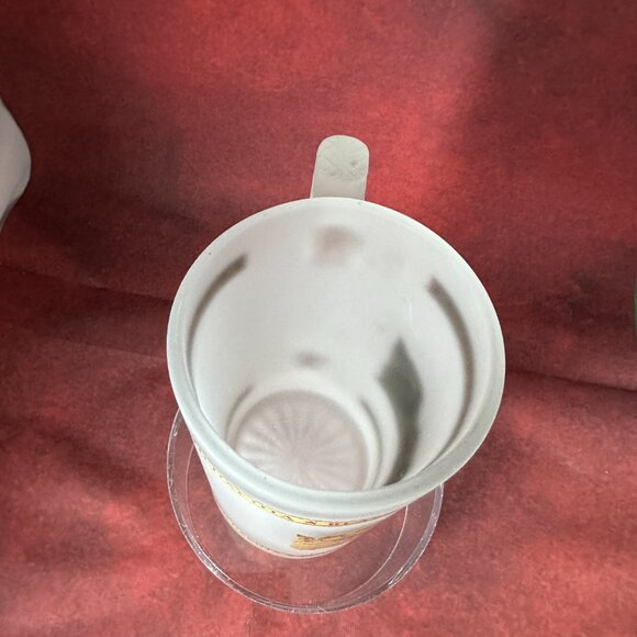 Vtg Mount Rushmore Black Hills South Dakota Large Frosted Glass w Gold Mug Stein - Picture 5 of 6